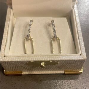 Elegant Gold and diamond paperclip earrings